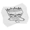 thumbnail image 1 of Ambesonne King Place Mats Set of 4, Skull Hip Hop Style Sketch, Standard Size, Charcoal Grey White, 1 of 6