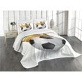 thumbnail image 1 of Ambesonne King Quilted Bedspread Set 3 Pcs, Football Soccer with Crown, King Size, Multicolor, 1 of 5