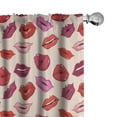 thumbnail image 1 of Ambesonne Kiss Window Curtains, Vivid Colored Lips Glamour, Each 28" W x 84" L, Pale Rose and Multicolor, 1 of 4