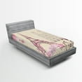 thumbnail image 1 of Ambesonne Kiss Fitted Sheet 2 Pcs Set, Floral Paris Eiffel, Twin XL, Ivory Pink, 1 of 3