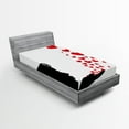 thumbnail image 1 of Ambesonne Kiss Fitted Sheet, Girl Silhouette, Twin Size, Black White Red, 1 of 3