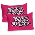 thumbnail image 1 of Ambesonne Kiss Me Pillow Sham 2 Pack, Modern Calligraphy, 26"x20", Hot Pink Black and White, 1 of 3