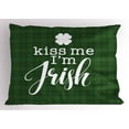 thumbnail image 1 of Ambesonne Kiss Me Pillow Sham, Irish Clover Silhouette, 36" X 20", Dark Green and White, 1 of 2