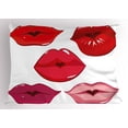 thumbnail image 1 of Ambesonne Kiss Pillow Sham, Woman Lips Kiss Affection Art, 26" X 20", Vermilion Magenta, 1 of 2