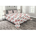 thumbnail image 1 of Ambesonne Kiss Quilted Bedspread Set 3 Pcs, Red Woman Lips Romance, Queen Size, Vermilion White, 1 of 3