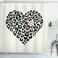 thumbnail image 1 of Ambesonne Kiss Shower Curtain, Heart Shaped Leopard Skin, 69"Wx70"L, Cream Black Coral, 1 of 3