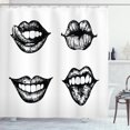 thumbnail image 1 of Ambesonne Kiss Shower Curtain, Monochrome Sketch Style, 69"Wx75"L, Charcoal Grey and White, 1 of 3
