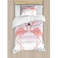 thumbnail image 1 of Ambesonne Kissing Duvet Cover Sets, Pattern of 2 Flamingo Bird, 2-Twin, White Blush, 1 of 4