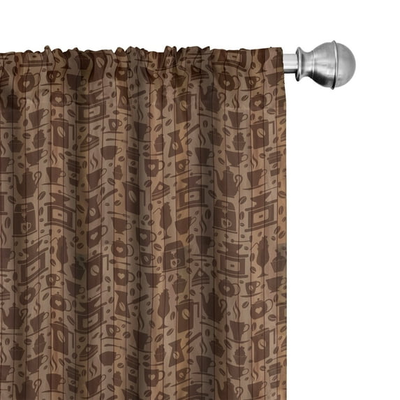 Ambesonne Kitchen Window Curtains, Bakery Themed Muffins, Each 28" W x 63" L, Cocoa Redwood