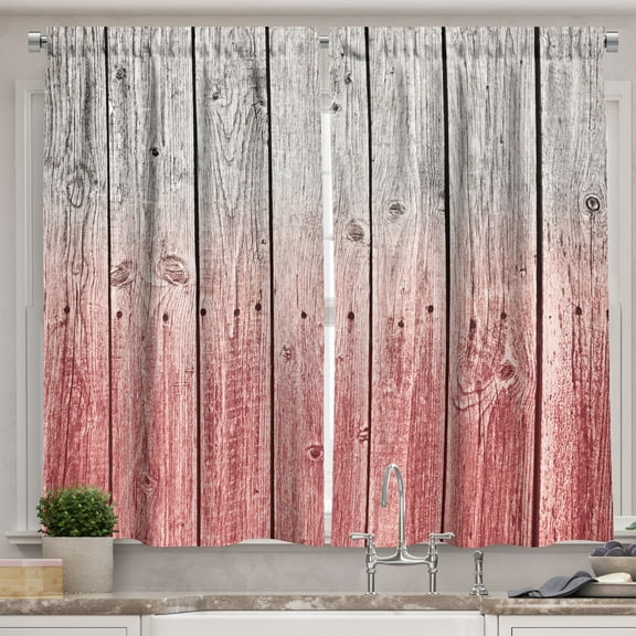 Ambesonne Kitchen Curtains, , 55"x30", Grey Yellow