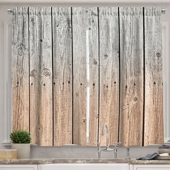 Ambesonne Kitchen Curtains, , 55"x30", Pale Peach