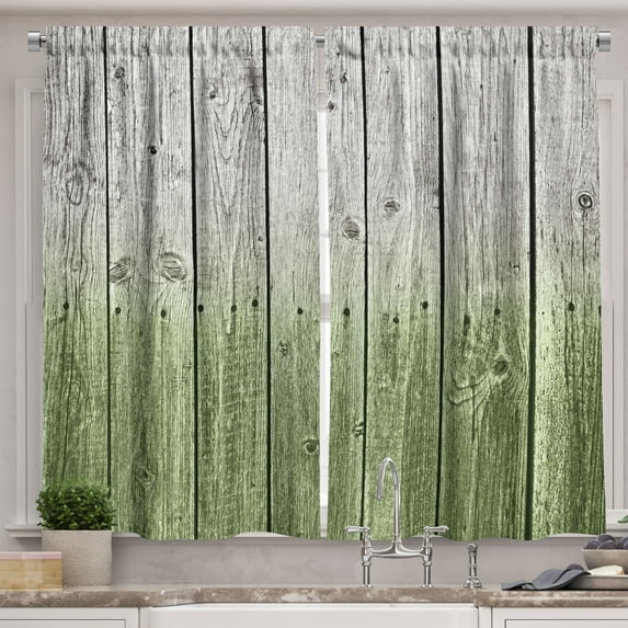 Ambesonne Kitchen Curtains, , 55"x39", Pale Olive