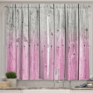 Ambesonne Kitchen Curtains, , 55"x39", Pale Pink