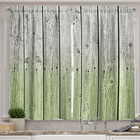 Ambesonne Kitchen Curtains, , 55"x39", Pistachio Green