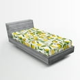 thumbnail image 1 of Ambesonne Kitchen Fitted Sheet, Exotic Delicious Garden, Twin XL Size, Fern Green Yellow White, 1 of 3
