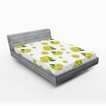 thumbnail image 1 of Ambesonne Kitchen Fitted Sheet, Lemon Slices Leaves, Full Size, Yellow Hunter Green, 1 of 2
