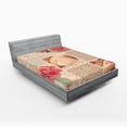 thumbnail image 1 of Ambesonne Kitchen Fitted Sheet, Old Roses Lace Flowers, Full Size, Forest Green Pale Pink, 1 of 3