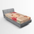 thumbnail image 1 of Ambesonne Kitchen Fitted Sheet, Old Roses Lace Flowers, Twin XL Size, Forest Green Pale Pink, 1 of 3