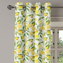 Ambesonne Kitchen Grommet Curtain Single Panel, Exotic Delicious Garden, 50"x60", Fern Green Yellow White