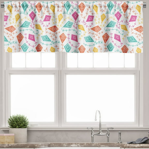 Ambesonne Kites Window Valance, Bohemian Geometric, 54" X 18", Multicolor