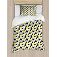 thumbnail image 1 of Ambesonne Kitten Duvet Cover Sets, Cats Paw Motifs Pineapples, 2-Twin, Charcoal Grey Yellow, 1 of 2