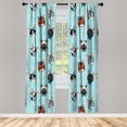 thumbnail image 1 of Ambesonne Kitten Emoji Curtains, Cat Characters Funny, Pair of 28"x84", Almond Green Multicolor, 1 of 2