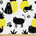thumbnail image 1 of Ambesonne Kitten Fabric by the Yard Upholstery, Cats Paw Motifs Pineapples, 5 Yards, Charcoal Grey Yellow, 1 of 5