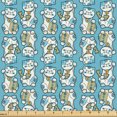 thumbnail image 1 of Ambesonne Kitten Fabric by the Yard Upholstery, Japanese Maneki Neko Sign, 3 Yards, Almond Green Sky Blue, 1 of 1
