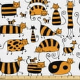 thumbnail image 1 of Ambesonne Kitten Fabric by the Yard Upholstery, Striped Cats Family, 10 Yards, Orange Charcoal Grey, 1 of 1