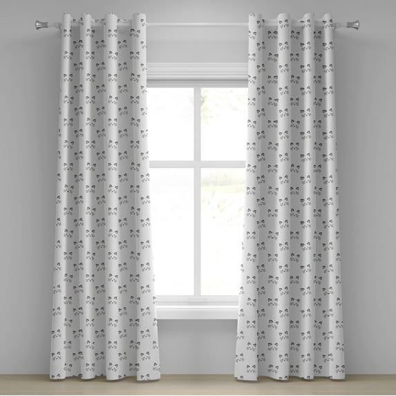 Ambesonne Kitten Grommet Curtain, Blushing Face Cartoon, 50" x 72", Grey Pale Pink