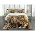 thumbnail image 1 of Ambesonne Kitten Quilted Bedspread Set 3 Pcs, Bengal Cats in Basket, Queen Size, Brown Pale Brown Beige, 1 of 5