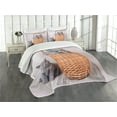 thumbnail image 1 of Ambesonne Kitten Quilted Bedspread Set 3 Pcs, British Cats in Basket, Queen Size, Pale Brown Grey Dust, 1 of 5