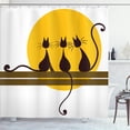 thumbnail image 1 of Ambesonne Kitten Shower Curtain, Cartoon Cat Silhouettes Sun, 69"Wx84"L, Brown Chocolate and Brown, 1 of 4