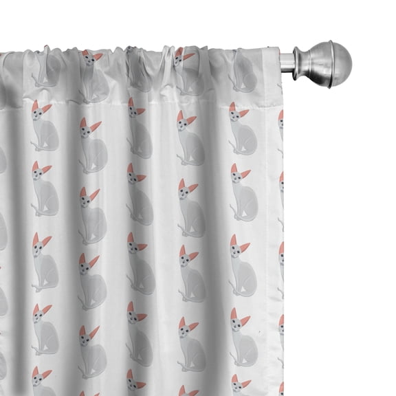 Ambesonne Kittens 4-Panel Curtains, Cartoon Cats Repetition, 56"x84", Pale Purpleblue Coral