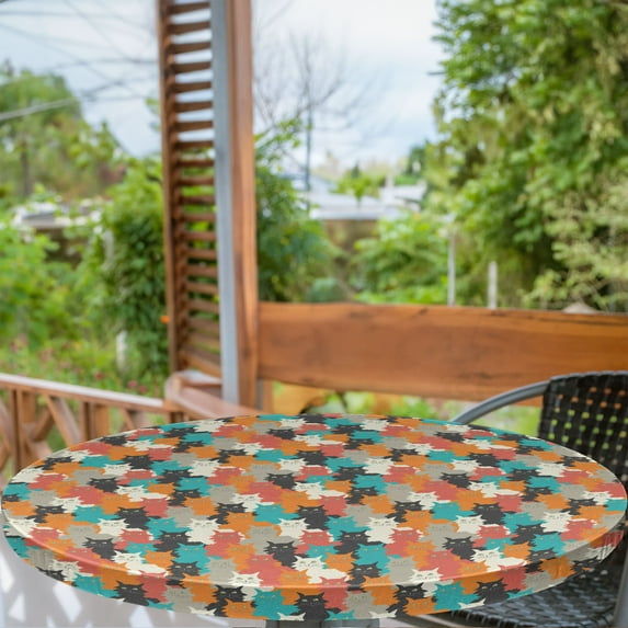 Ambesonne Kittens Fitted Round Tablecloth, Funny and Colorful Cats, 40"- 44" Diameter, Multicolor