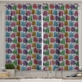 thumbnail image 1 of Ambesonne Kittens Kitchen Curtains, Funny Ornamental Cat Forms, 55"x45", Pale Grey Multicolor, 1 of 1