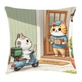 thumbnail image 1 of Ambesonne Kittens Throw Pillow Cushion Cover, Funny Cats Pizza Delivery, 18" X 18", Pale Green and Multicolor, 1 of 2