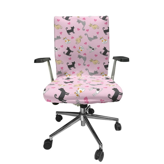 Ambesonne Kitty Office Chair Cover Stretchable High Back, Colorful Different Cats, Multicolor