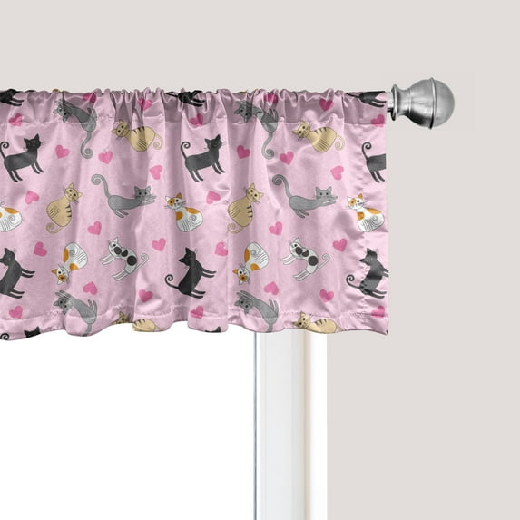 Ambesonne Kitty Window Valance, Colorful Different Cats, 54" X 18", Multicolor