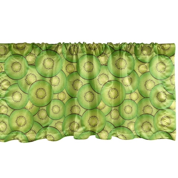 Ambesonne Kiwi Window Valance, Exotic Fruit Slices Pattern, 54" X 12", Lime Green Pastel Yellow