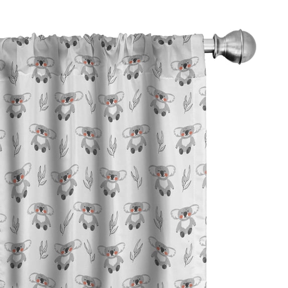 Ambesonne Koala 4-Panel Curtains, Woodland Themed Bears Leaves, 56"x84", Burnt Sienna and Pale Taupe