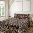 thumbnail image 1 of Ambesonne Koi Fish Fitted & Flat Sheet with Sham 3 Pcs Set, Japanese Carp Peaceful Art, Twin XL, Dark Petrol Blue and Orange, 1 of 5