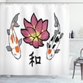 thumbnail image 1 of Ambesonne Koi Shower Curtain, Floral Aquatic Asian Fish Lotus, 69"Wx70"L, Orange Pink and Pastel Yellow, 1 of 4