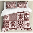 thumbnail image 1 of Ambesonne Kokopelli Duvet Cover Sets, Patchwork Style Prehistoric, 2-King, Rose Pale Maroon, 1 of 3