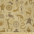 thumbnail image 1 of Ambesonne Kokopelli Fabric by the Yard Microfiber, Cave Animal and Hunters, 3 Yards, Pale Coffee Caramel, 1 of 2