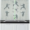 thumbnail image 1 of Ambesonne Kung Fu Kitchen Curtains, Yin Yang and Karate Poses, 55"x45", Sage Green Charcoal Grey, 1 of 1