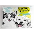 thumbnail image 1 of Ambesonne Labrador Pillow Sham, Best Friends Typography, 36" X 20", Multicolor, 1 of 2