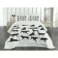 thumbnail image 1 of Ambesonne Labrador Quilted Bedspread Set 3 Pcs, Various Positions, Queen Size, Charcoal Grey White, 1 of 5