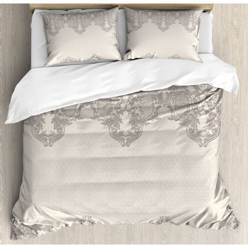 Ambesonne Lace Like Framework Borders with Arabesque Details Delicate Intricate Retro Dated Print Duvet Cover Set