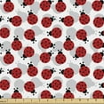 thumbnail image 1 of Ambesonne Ladybug Fabric by the Yard Upholstery, Spring Polka Dotted Animals, 5 Yards, Vermilion and Pale Grey, 1 of 5